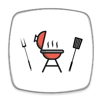 Grill Barbecue Season Icon - Square fridge magnet - white - Front