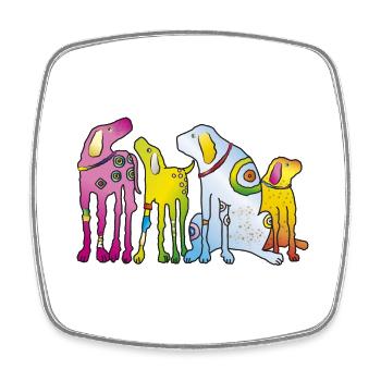 Chiens Puppy Dog Pack Pet Terrier Pug - Magnet carré - blanc - Devant