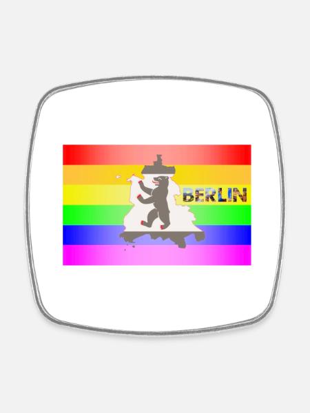 CSD Berlin Gay Pride - Viereckiger Kühlschrankmagnet - Weiß