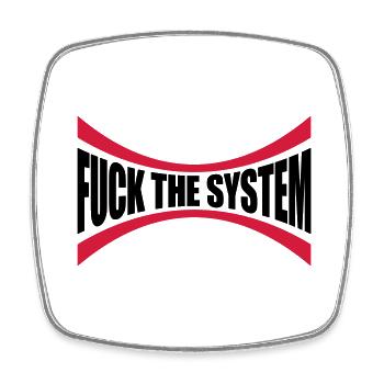 Logo Fuck the system - Viereckiger Kühlschrankmagnet - Weiß - Vorne