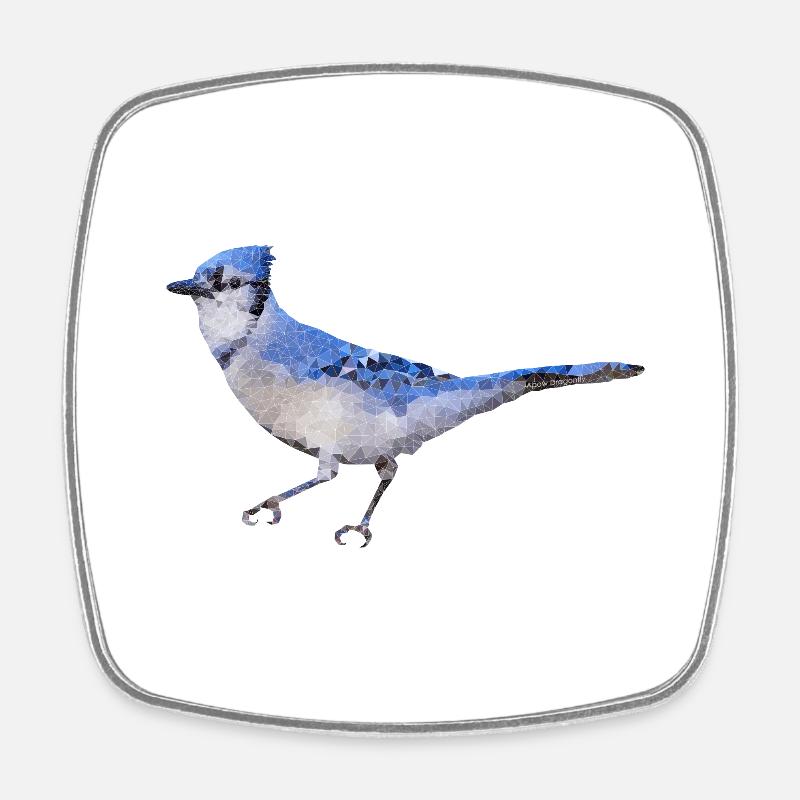 Vogel ~ der blaue Eichelhäher - Viereckiger Kühlschrankmagnet - Weiß