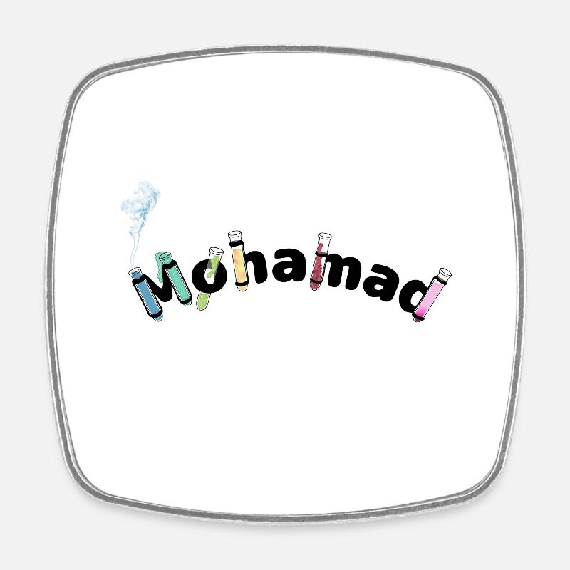 Mohamad name +Chemistry - Square fridge magnet - white