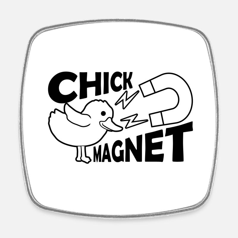 Herzensbrecher Chick Magnet Casanova - Viereckiger Kühlschrankmagnet - Weiß