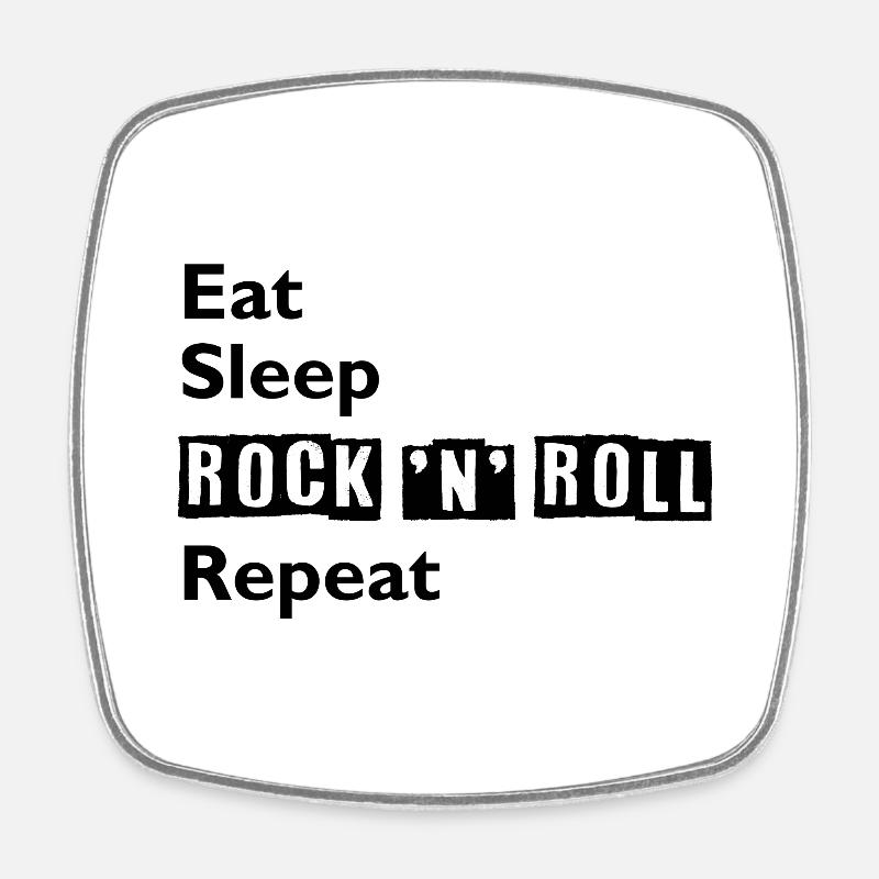 Eat - Sleep - Rock 'n' Roll - Repeat - Square fridge magnet - white