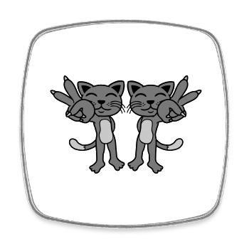 2 Katzen Peace Zeichen - Viereckiger Kühlschrankmagnet - Weiß - Vorne