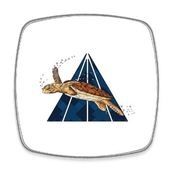 Echte Karettschildkröte - Viereckiger Kühlschrankmagnet - Weiß - Vorne