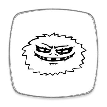 Comic haariges böses Monster - Viereckiger Kühlschrankmagnet - Weiß - Vorne