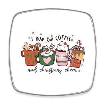 I run on coffee and christmas cheer - Square fridge magnet - white - Front