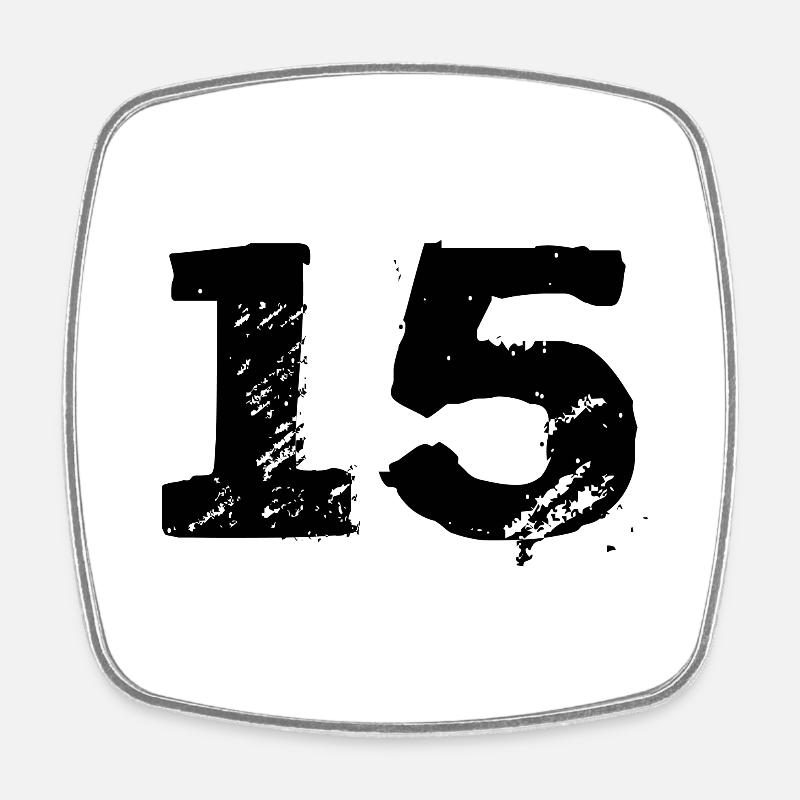 15 Number jersey - Square fridge magnet - white