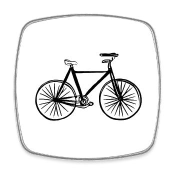 Fahrrad Gekritzel Fahrräder Radfahren Silhouette 3 - Viereckiger Kühlschrankmagnet - Weiß - Vorne