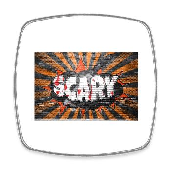 Scary Halloween Comic Stil Graffiti Schriftzug auf - Viereckiger Kühlschrankmagnet - Weiß - Vorne
