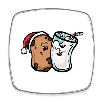 Cookie & Milk - Viereckiger Kühlschrankmagnet - Weiß - Vorne