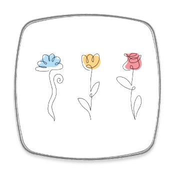 Drei Blumen in verschiedenen Farben - Viereckiger Kühlschrankmagnet - Weiß - Vorne