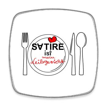 Satire - ist mein Leibgericht - Viereckiger Kühlschrankmagnet - Weiß - Vorne