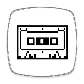 Cassette Idée cadeau rétro pixélisée - Magnet carré - blanc - Devant