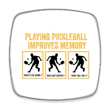 playing pickleball improves memory - Square fridge magnet - white - Front