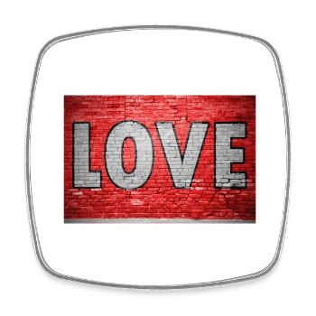 Love Ziegelsteinmauer Graffiti - Viereckiger Kühlschrankmagnet - Weiß - Vorne