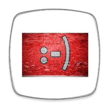 Smiley brick wall graffiti :-) - Square fridge magnet - white - Front