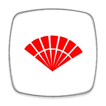 Japanisches Symbol, Fächer - Viereckiger Kühlschrankmagnet - Weiß - Vorne