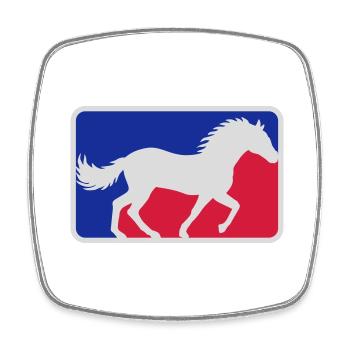 Red Blue Sport Horse - Square fridge magnet - white - Front