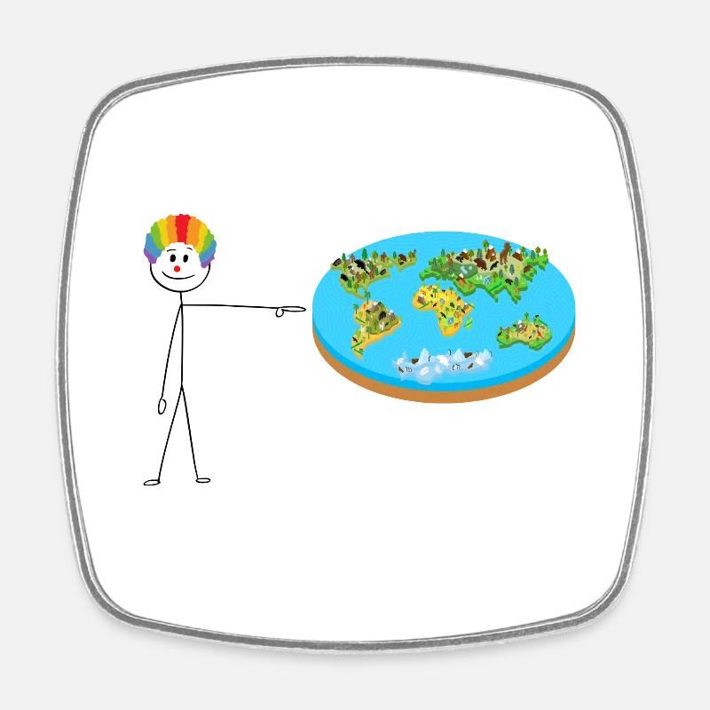 Flat Earth - Square fridge magnet - white