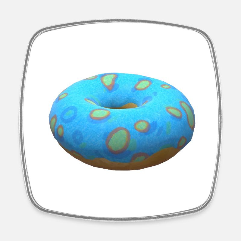 3D Donut - Square fridge magnet - white