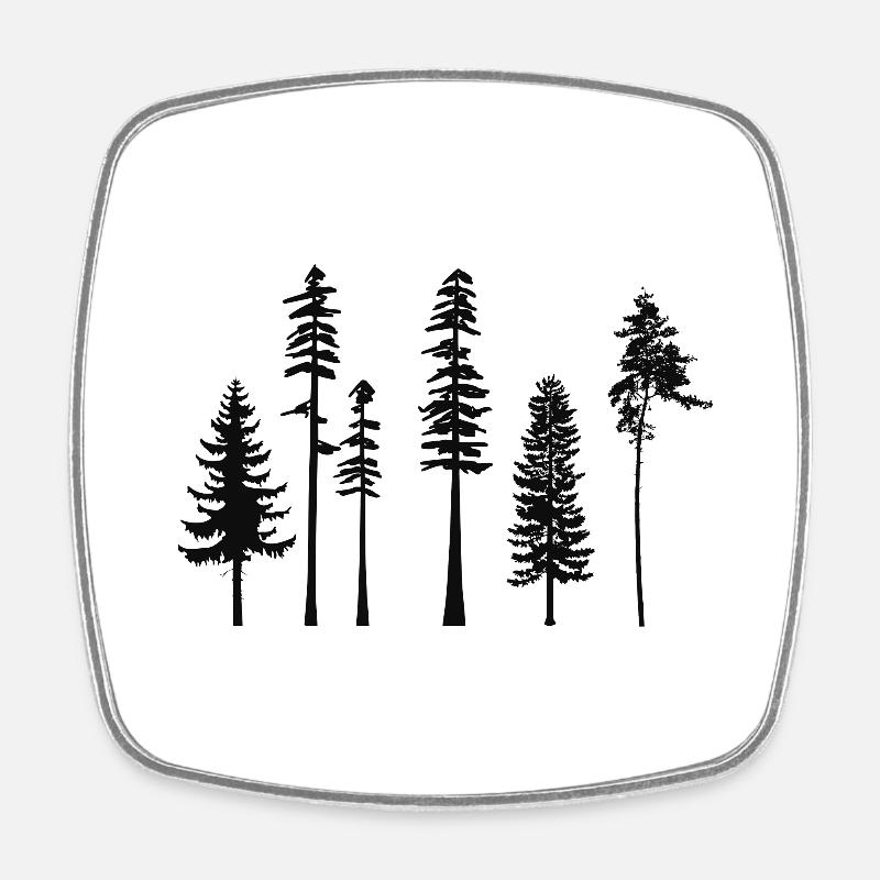 pine tree - Square fridge magnet - white