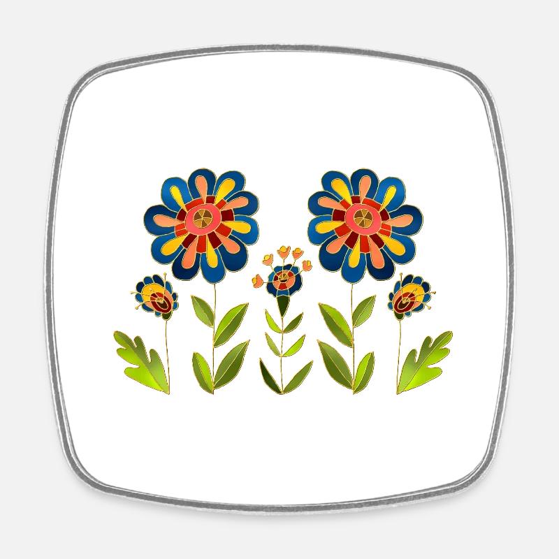 Fleur - Magnet carré - blanc