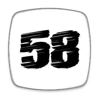 58 Number jersey - Square fridge magnet - white - Front