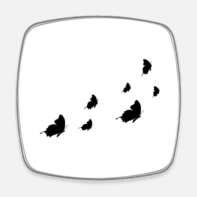 Flying butterflies - Square fridge magnet - white