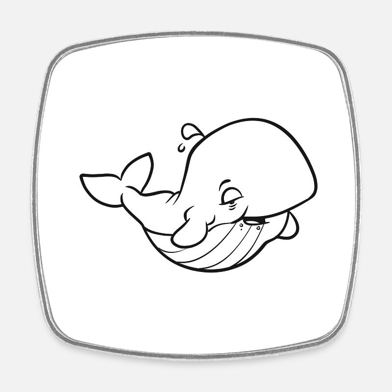 A fat, happy whale - Square fridge magnet - white