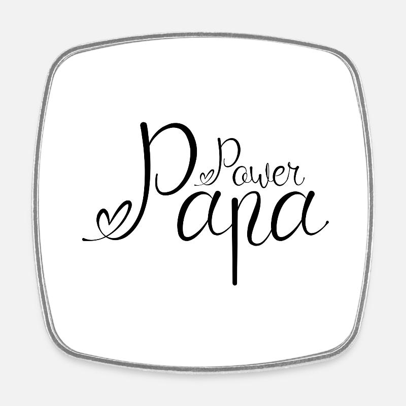 Power Papa Black - Square fridge magnet - white