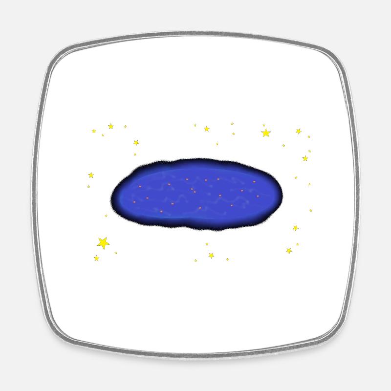 Silver dew between the stars - Square fridge magnet - white