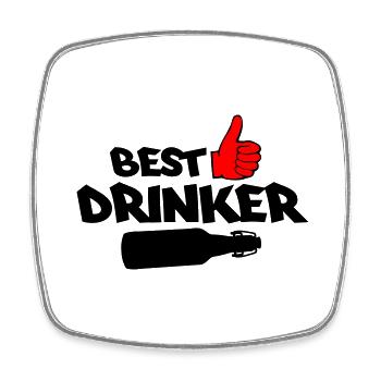 Best Drinker - Square fridge magnet - white - Front