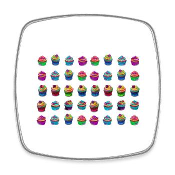 Lots of colorful muffins tartlets - Square fridge magnet - white - Front