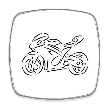 Superbike - Motorcycle - Square fridge magnet - white - Front