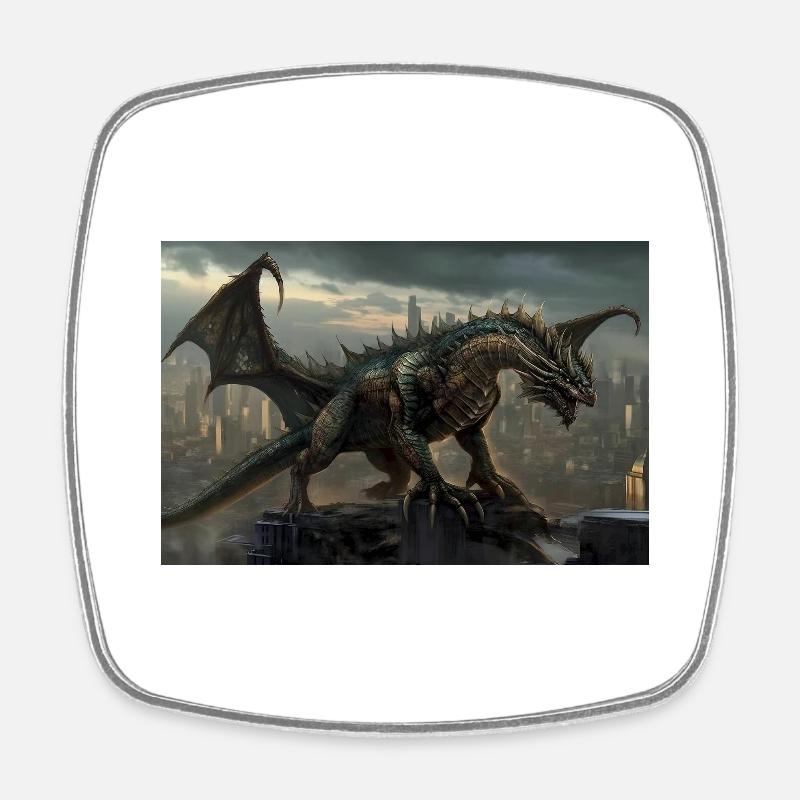 Dragon 3 - Magnet carré - blanc