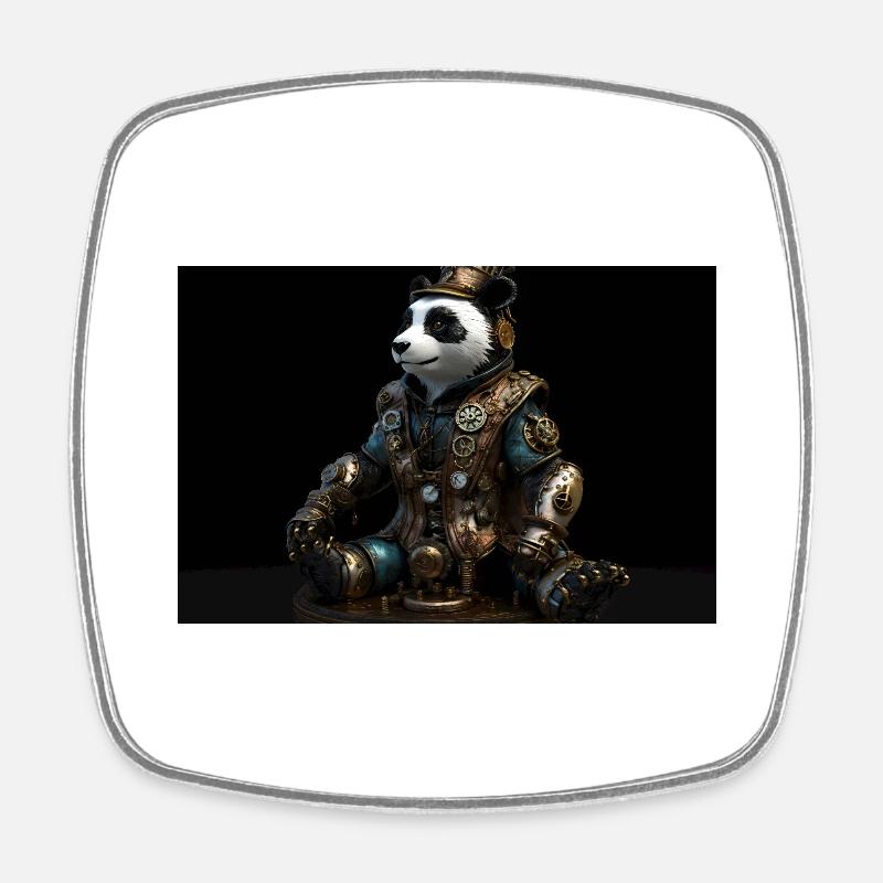 Panda - Magnet carré - blanc