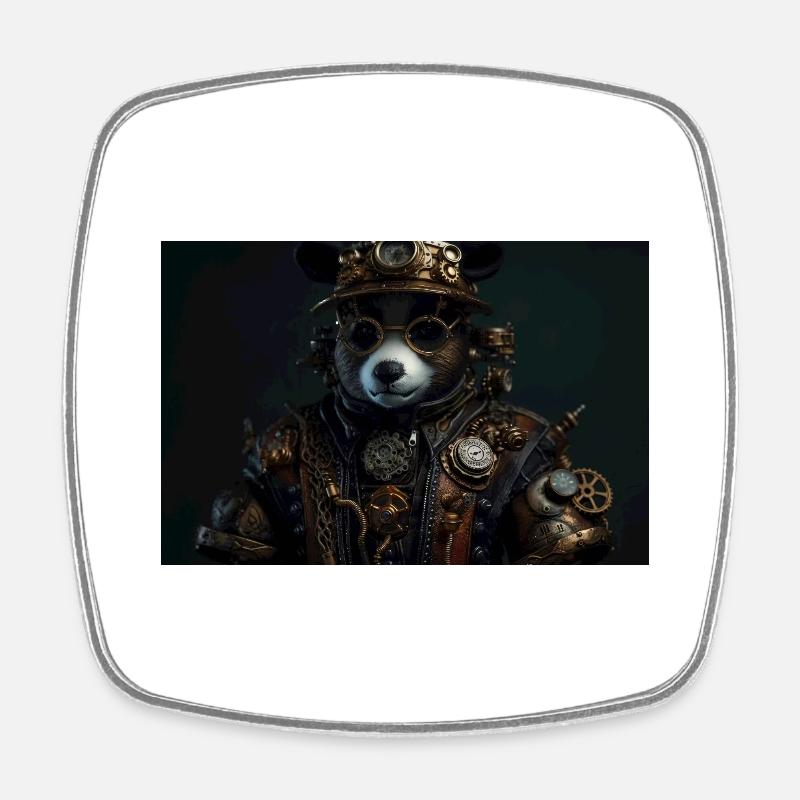 Panda 4 - Square fridge magnet - white