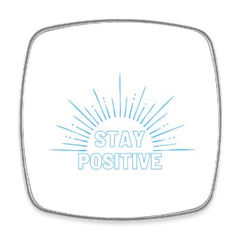 Restez positif en bleu - Magnet carré - blanc - Devant