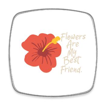 Blumen - Beste Freunde - Viereckiger Kühlschrankmagnet - Weiß - Vorne