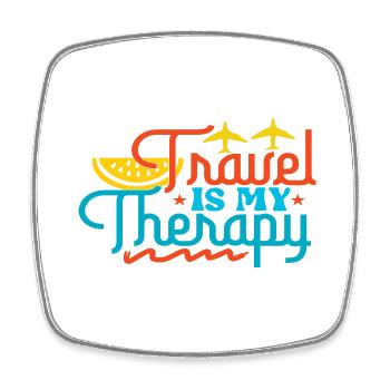Travel Is My Therapy - Viereckiger Kühlschrankmagnet - Weiß - Vorne