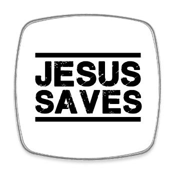 jesus saves - Viereckiger Kühlschrankmagnet - Weiß - Vorne