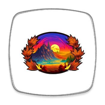 Spring mountains - Square fridge magnet - white - Front