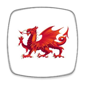 Walisischer Drache - Y Ddraig Goch - Viereckiger Kühlschrankmagnet - Weiß - Vorne