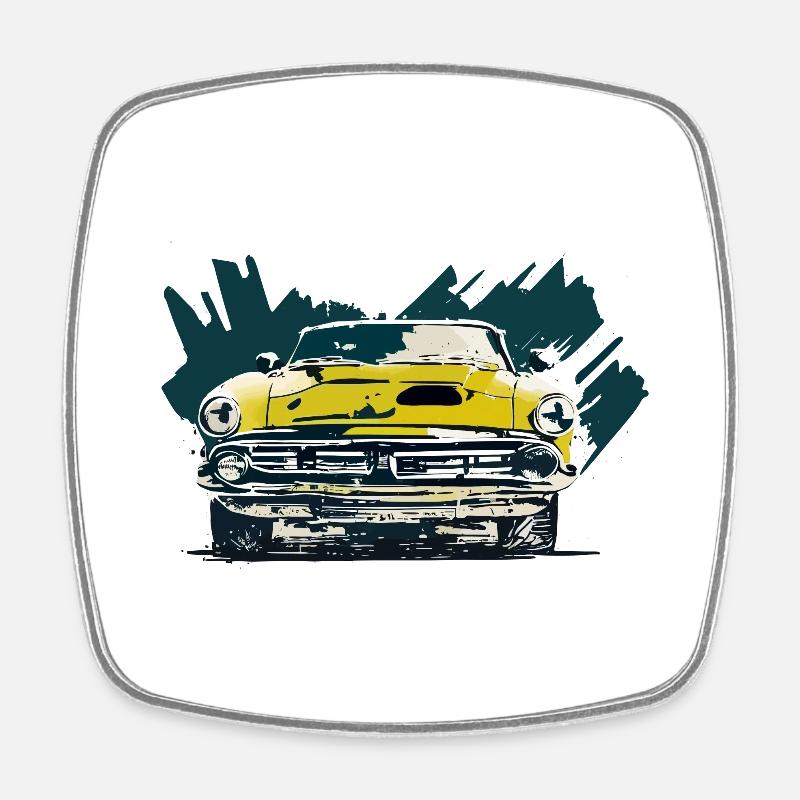 Retro car - Square fridge magnet - white