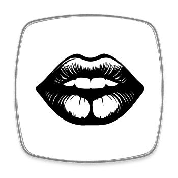 Lips, mouth, kissing lips - Square fridge magnet - white - Front