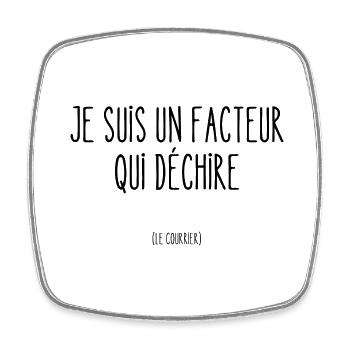 facteur qui déchire le courrier - Magnet carré - blanc - Devant