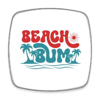Beach Bum, Summer Sun Holiday Beach Palm Trees Sea - Square fridge magnet - white - Front