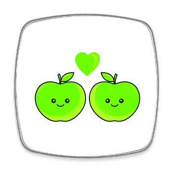 apfel love - Viereckiger Kühlschrankmagnet - Weiß - Vorne